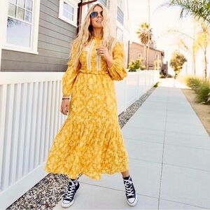 Laura Ashley x Urban Outfitters Exclusive Madison Midi Ruffle Prairie Dress | XS
